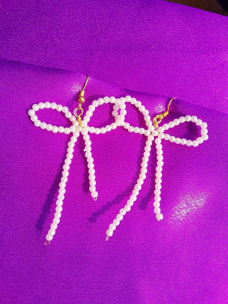 Cute Bow Pearl Drop Earrings