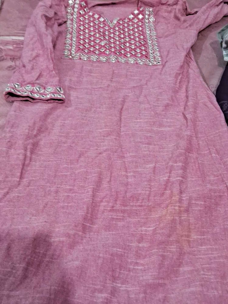 Pink Embroidered Kurta