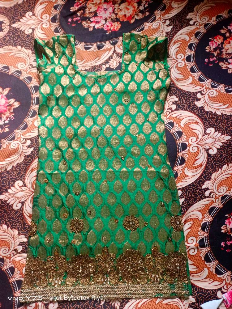 Green &amp; Gold Party Kurta
