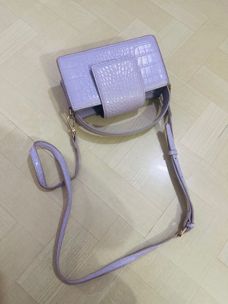 Lilac Croc Embossed Crossbody