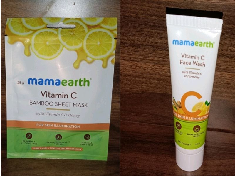 Mamaearth Vitamin C Face Wash And Sheet Mask