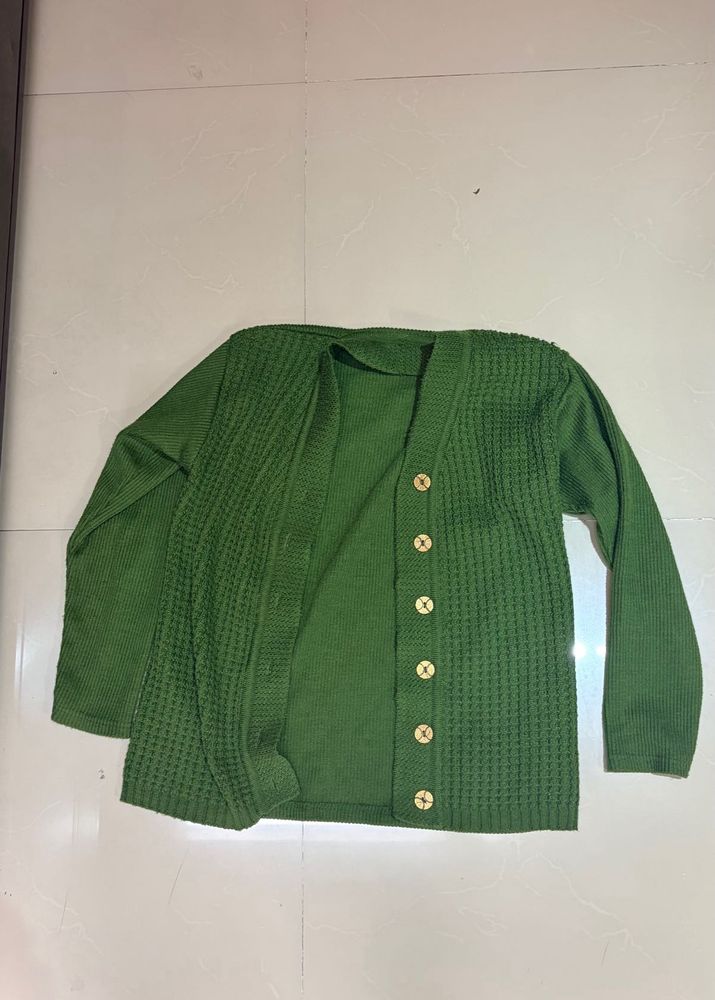 Green Cardigan Sweater