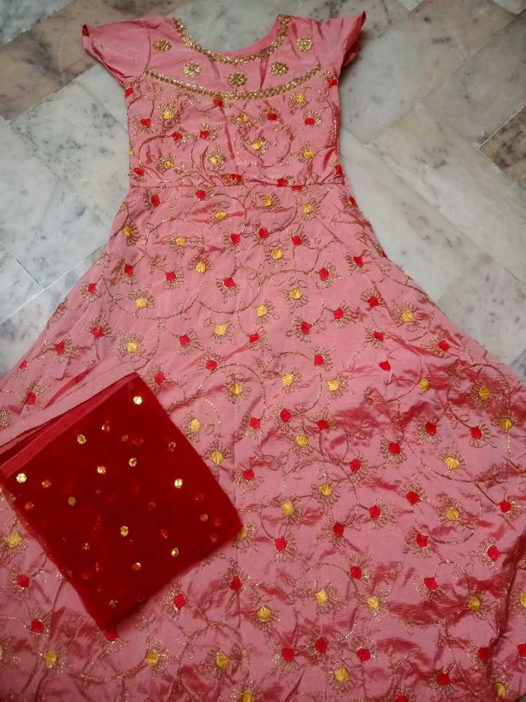 Pink Embroidered Anarkali Dress