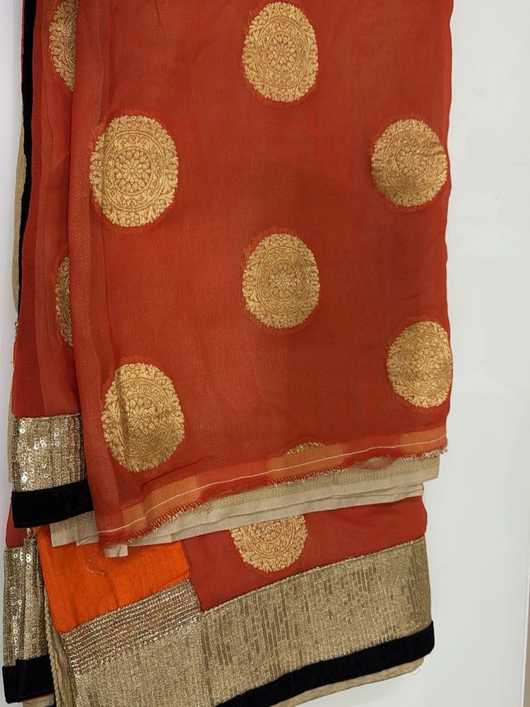 Elegant Orange Banarasi Saree