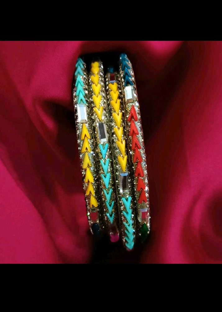 Multicolor vibrant  bangles set of 4 churi