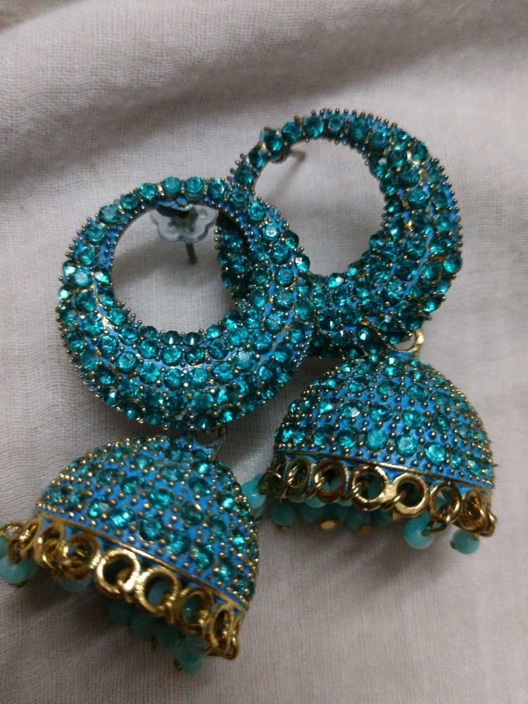 Blue Jhumka Earrings