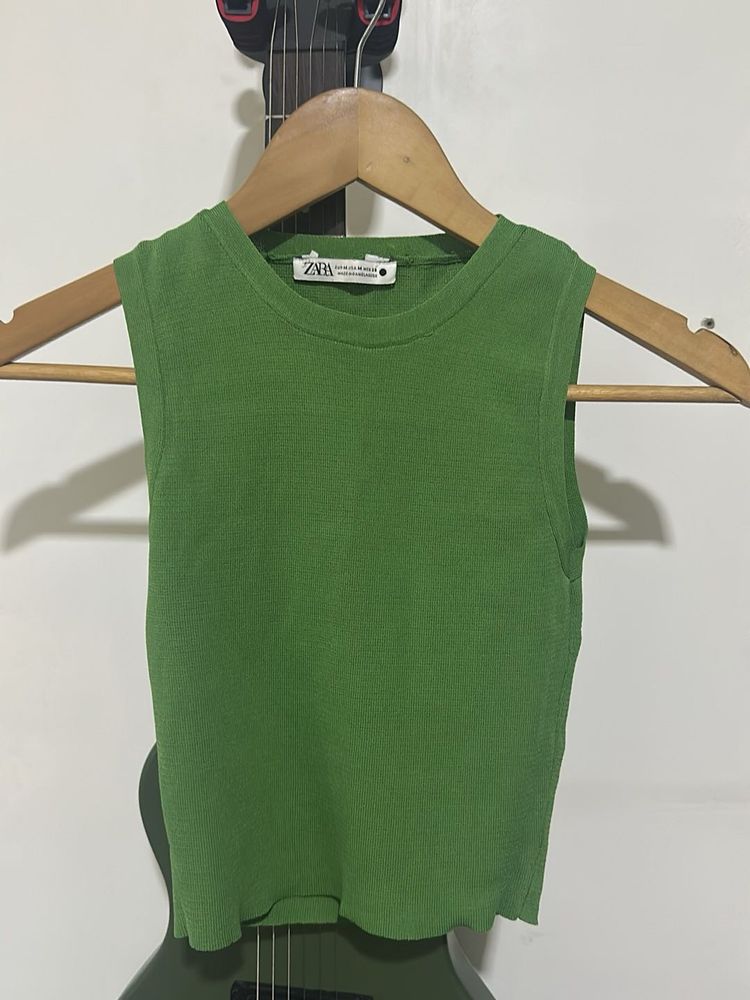 Zara Green Sleeveless Top