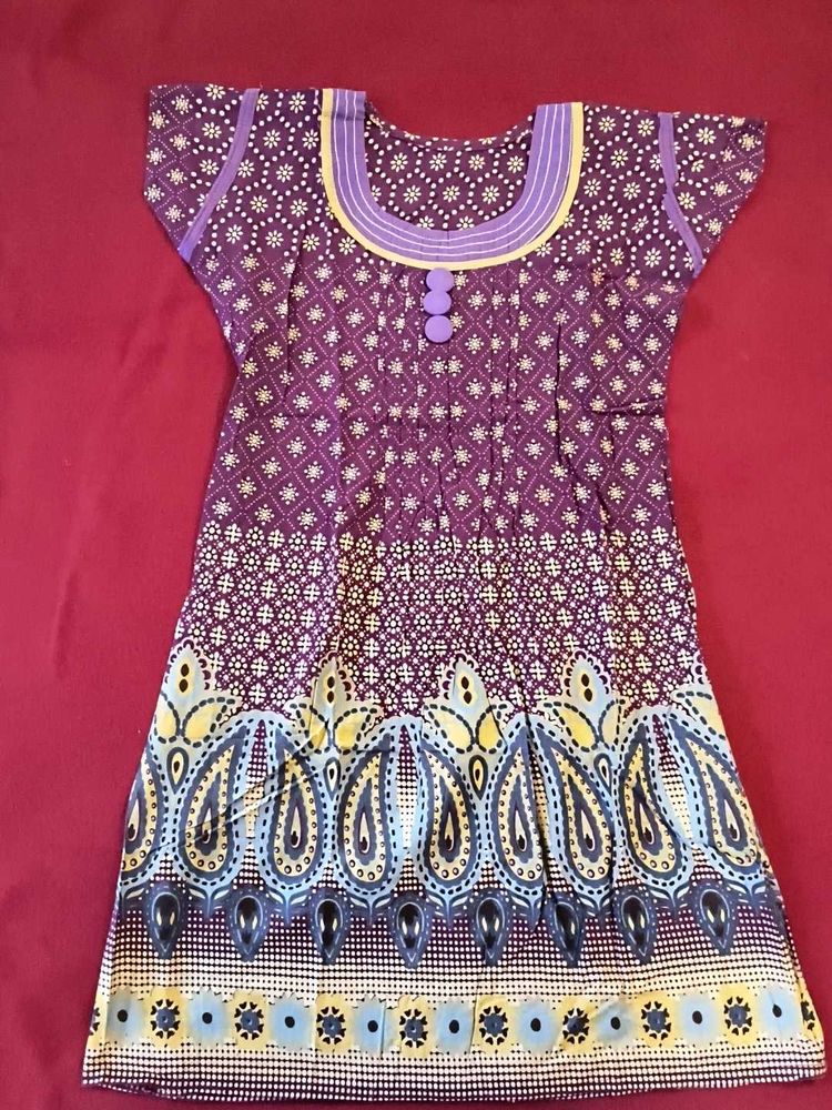 Purple A Line Cotton Kurta