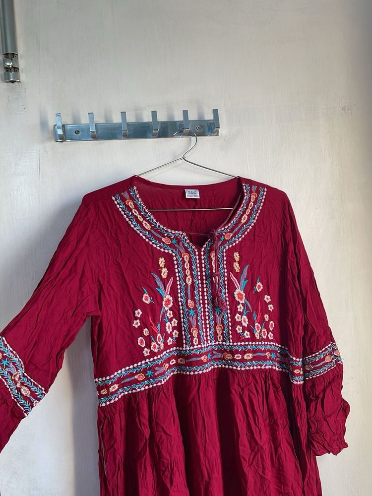 Embroidered Bohemian Tunic Dress/Kurta
