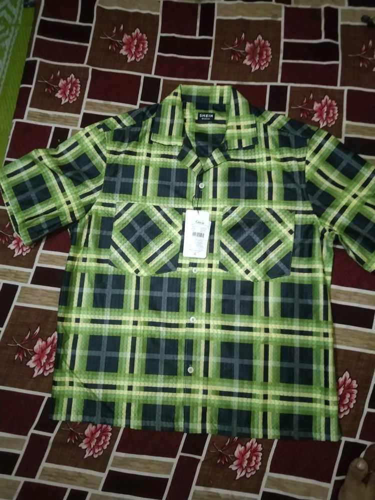 Shein Green Plaid Shirt