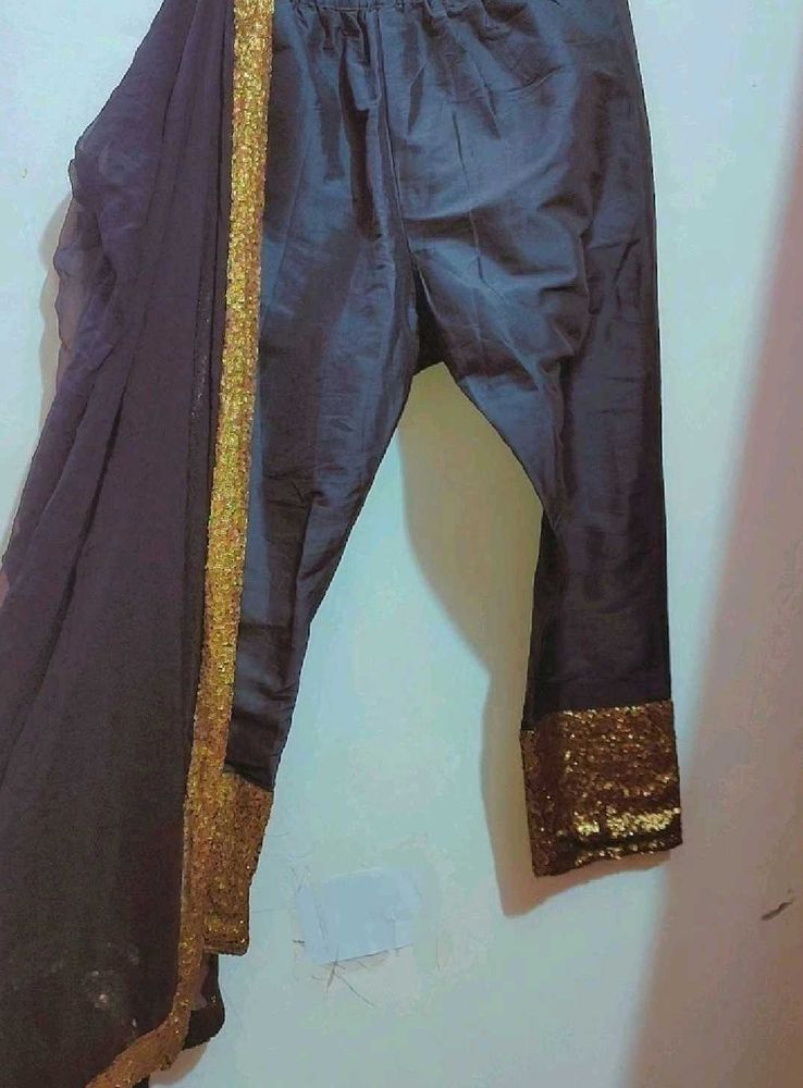 Black Plazo Pant With Sequins Dupatta 30 Waist