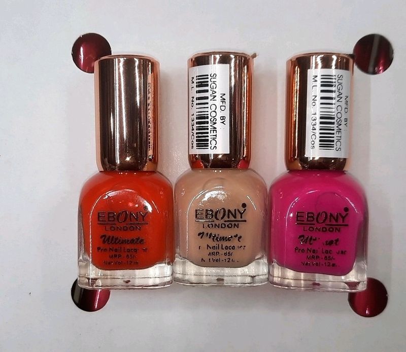 Ebony Matte Nail Paint. Combo Of Orange/Nude/Pink