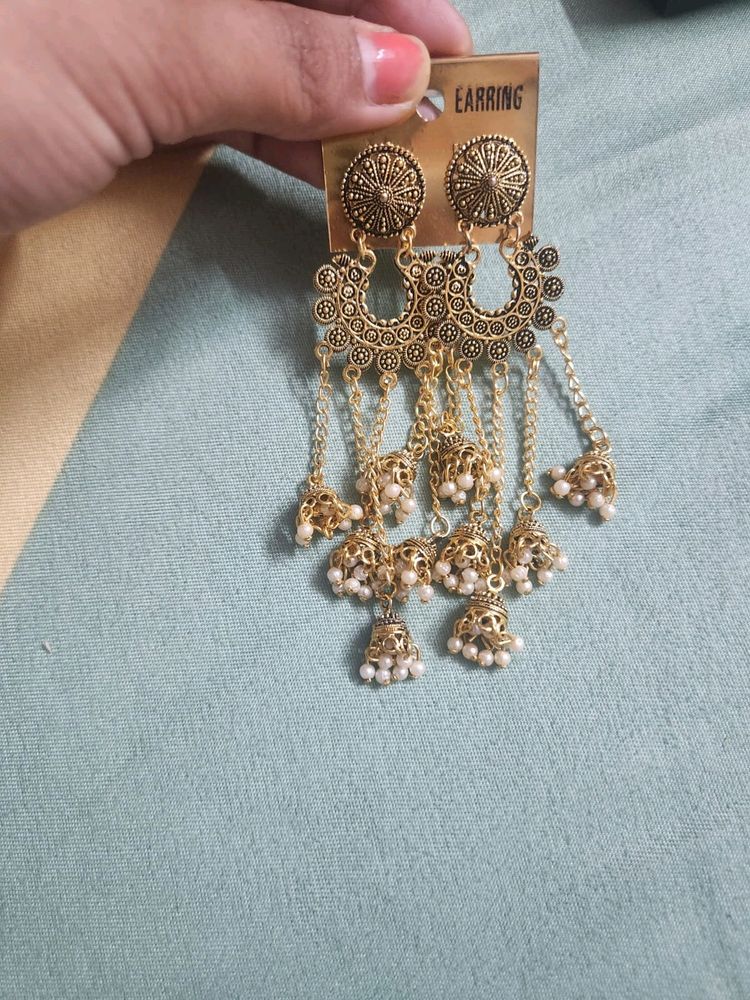 Gold Jhumka Earrings