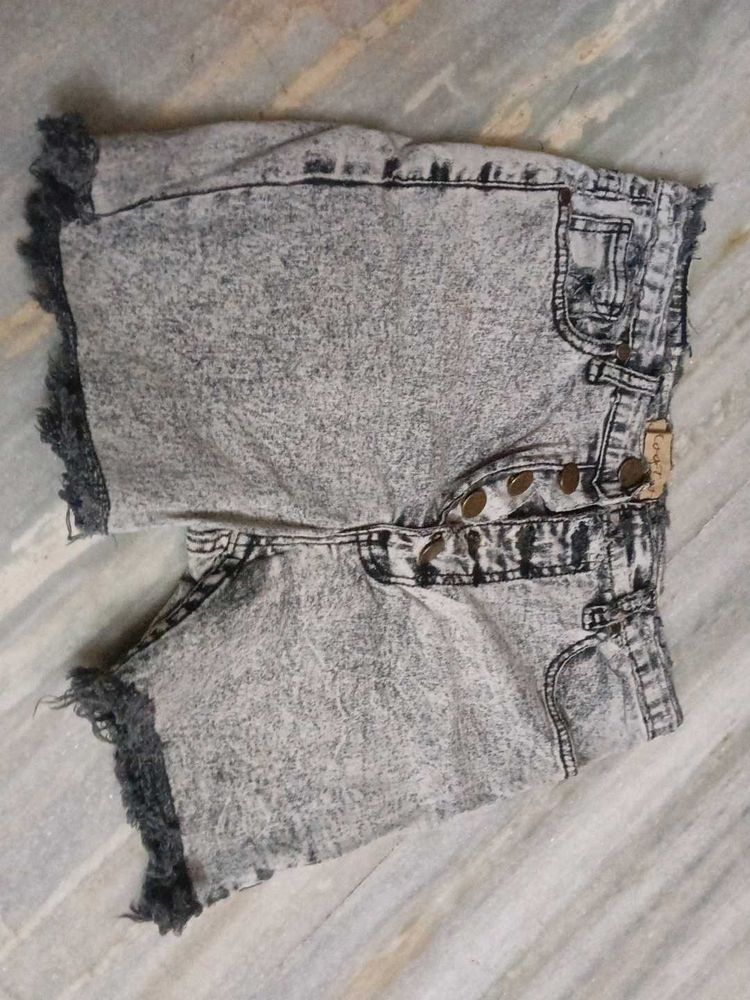 Acid Wash Denim Shorts