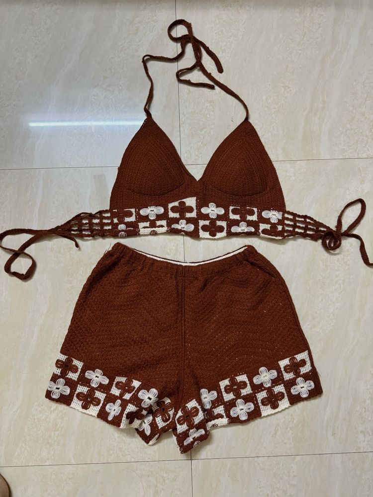 Crochet Brown Bikini Set