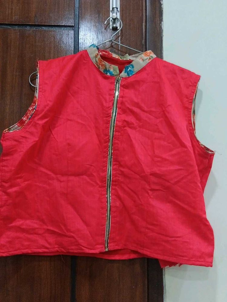 Red Sleeveless Blouse
