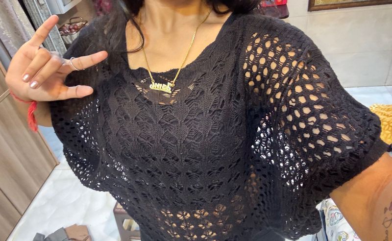 Crochet mesh top
