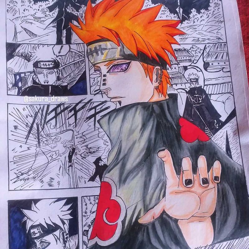 Drawing of Pain from Naruto Shippuden