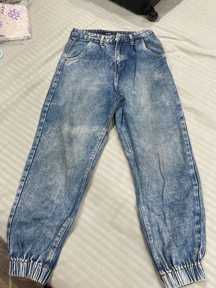 Acid Wash Denim Joggers