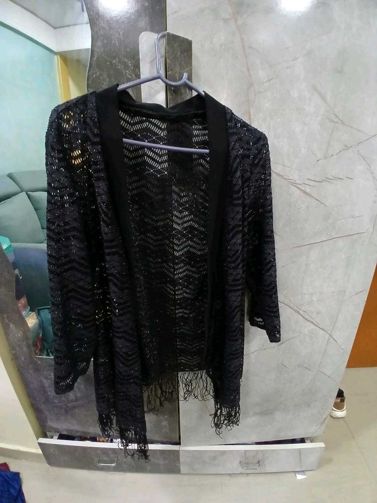 Black Fringe Cardigan