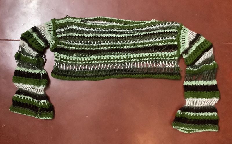 Y2k Crocheted Distressed Shrug