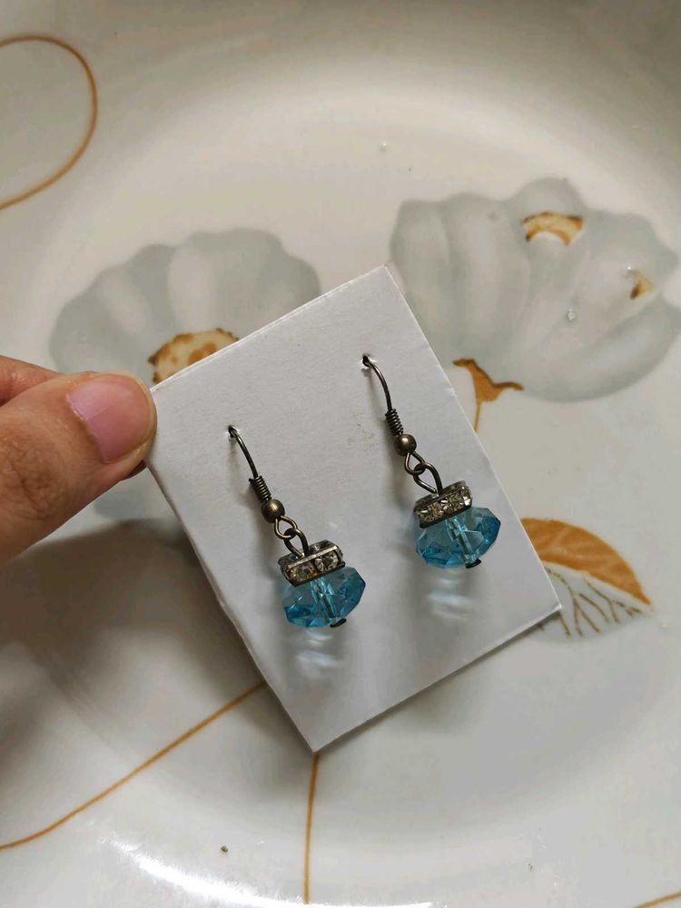 Blue Crystal Drop Earrings