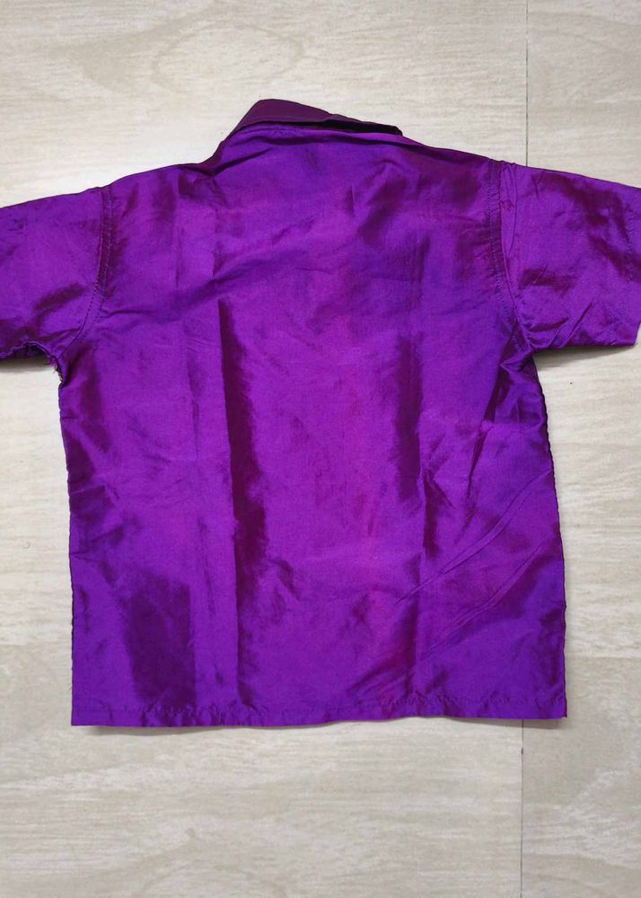 Purple Silk Blend Dhoti Set