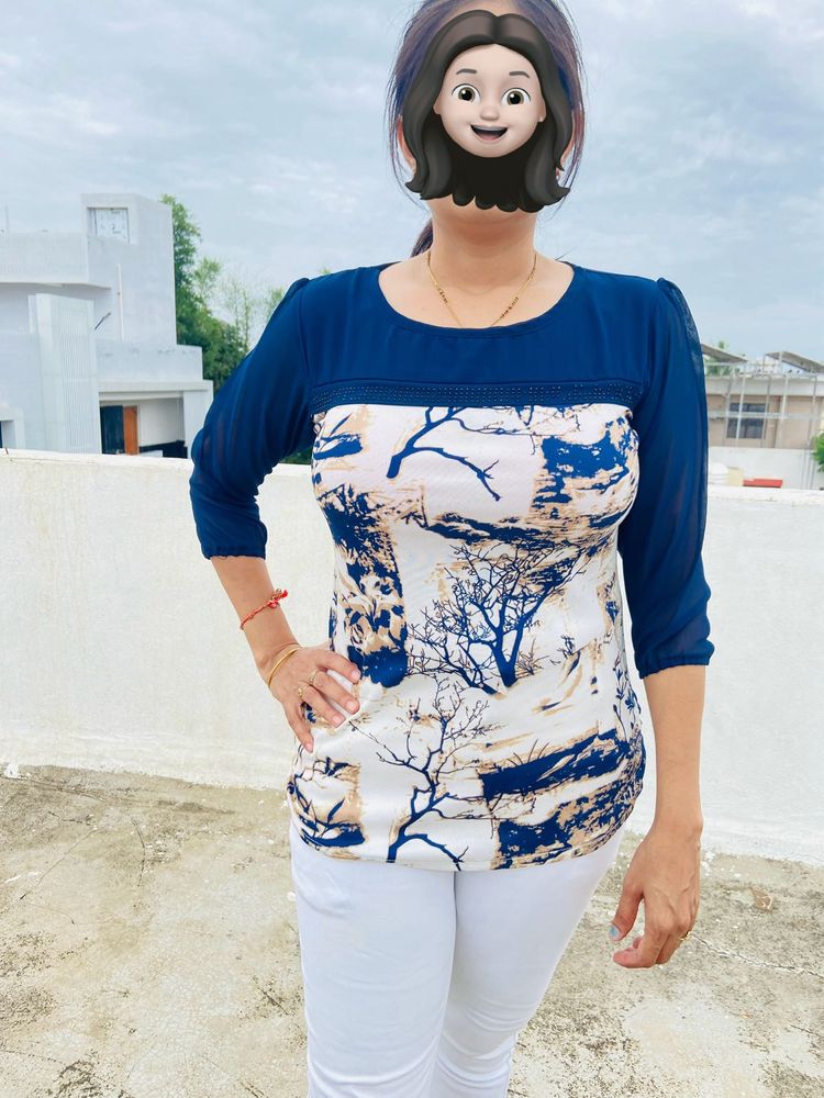 Blue White Top