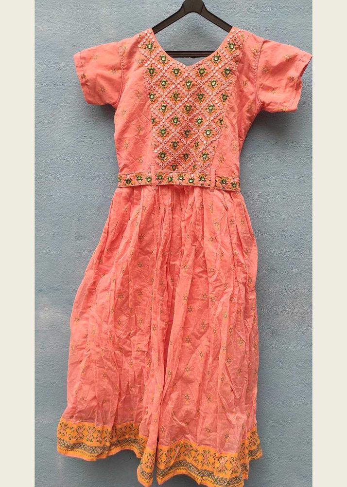 Peach Embroidered Dress