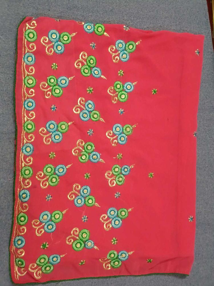 Elegant Embroidered dark pink saree