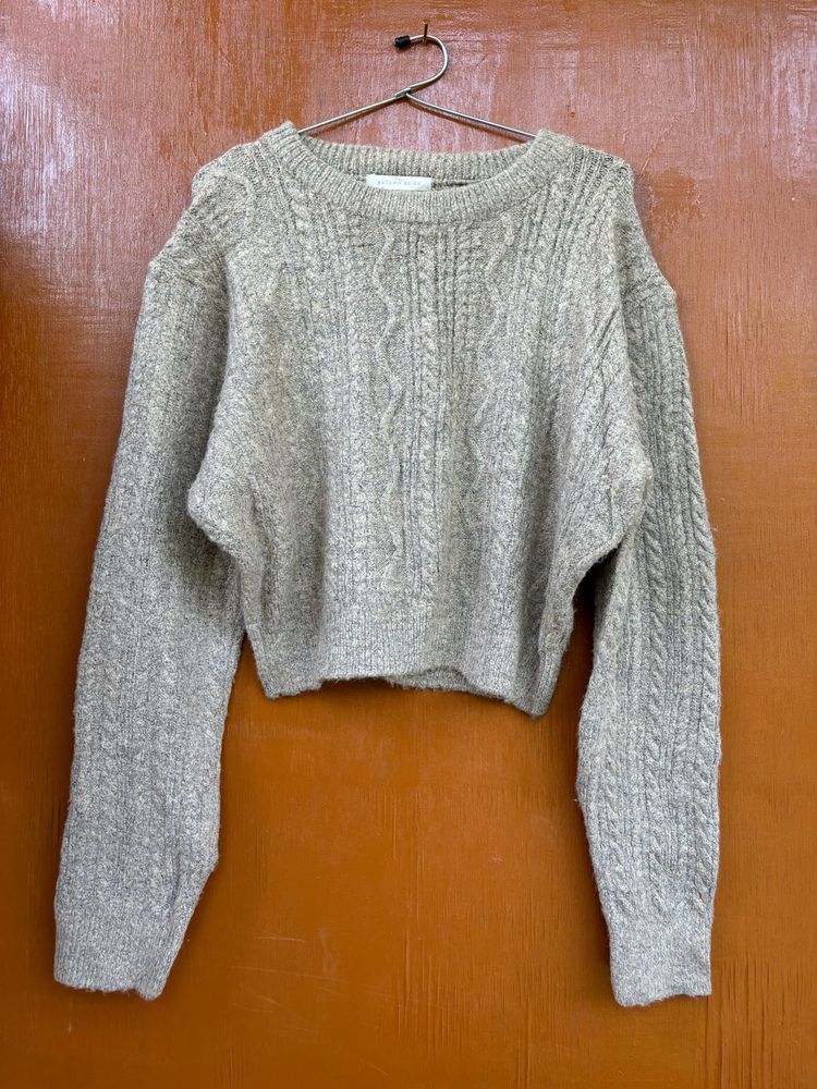 Korean Woollen Cropped Sweater