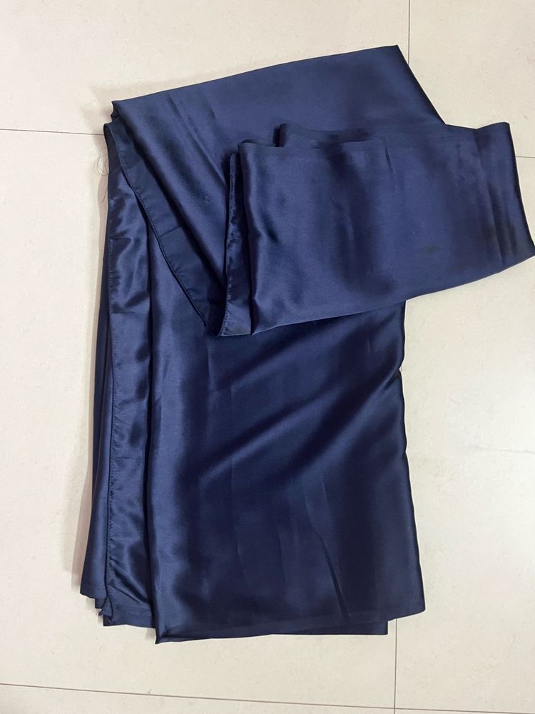 Elegant Navy Blue Saree No Blouse