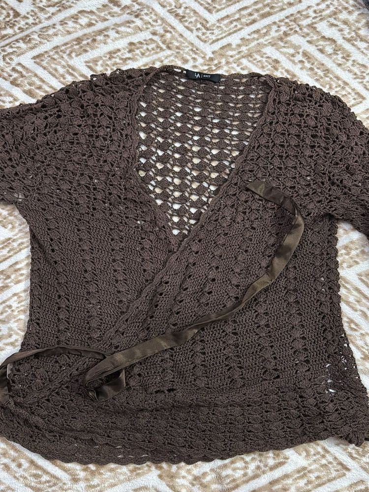Brown Woolen Wrap On