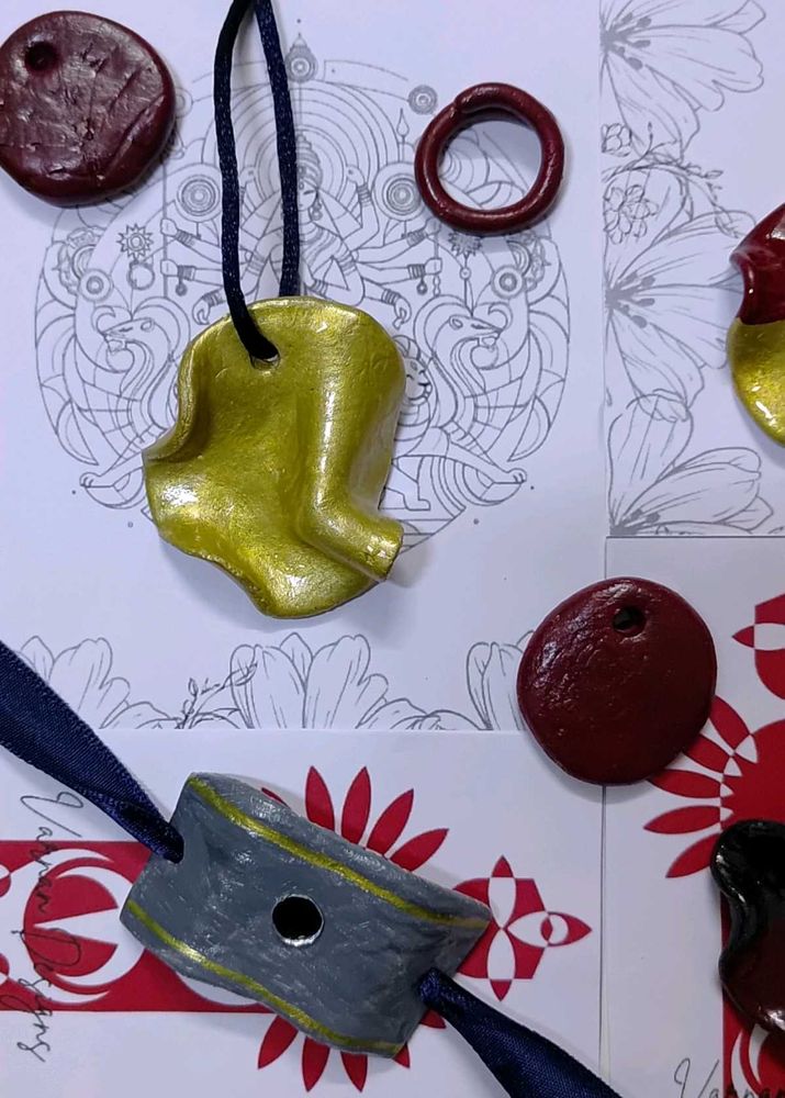 Handmade Clay Pendant Set
