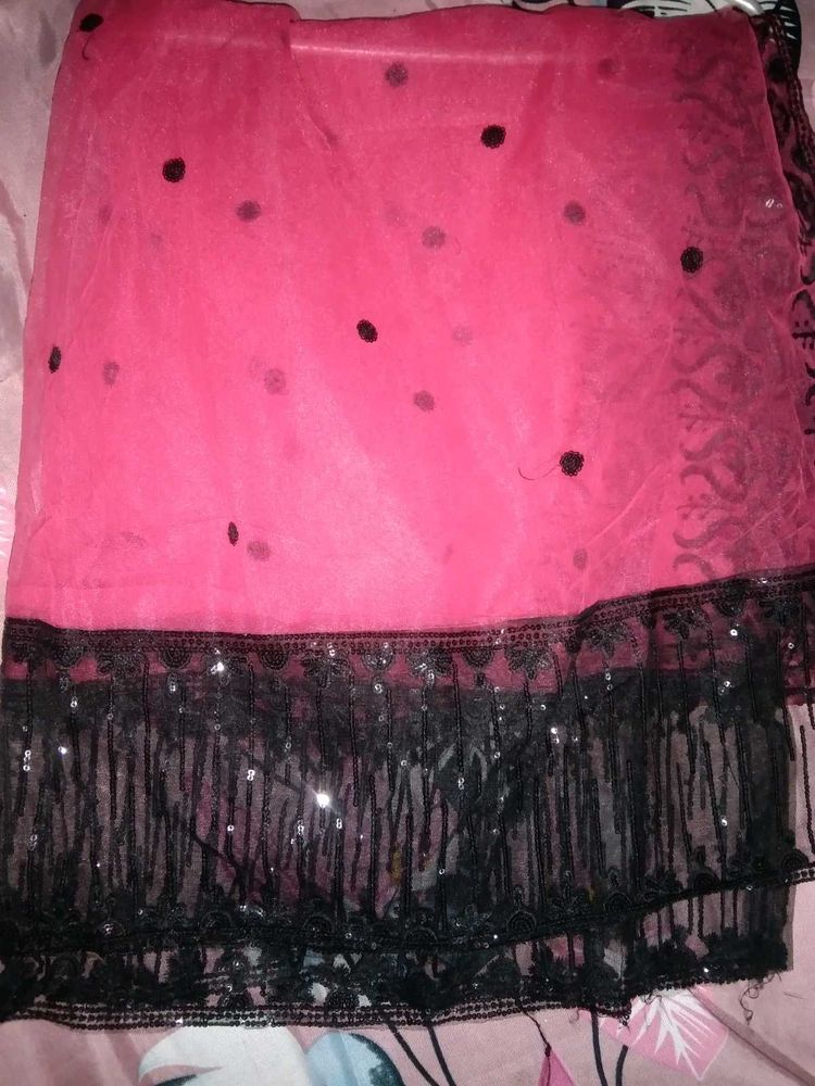 Pink Net Dupatta