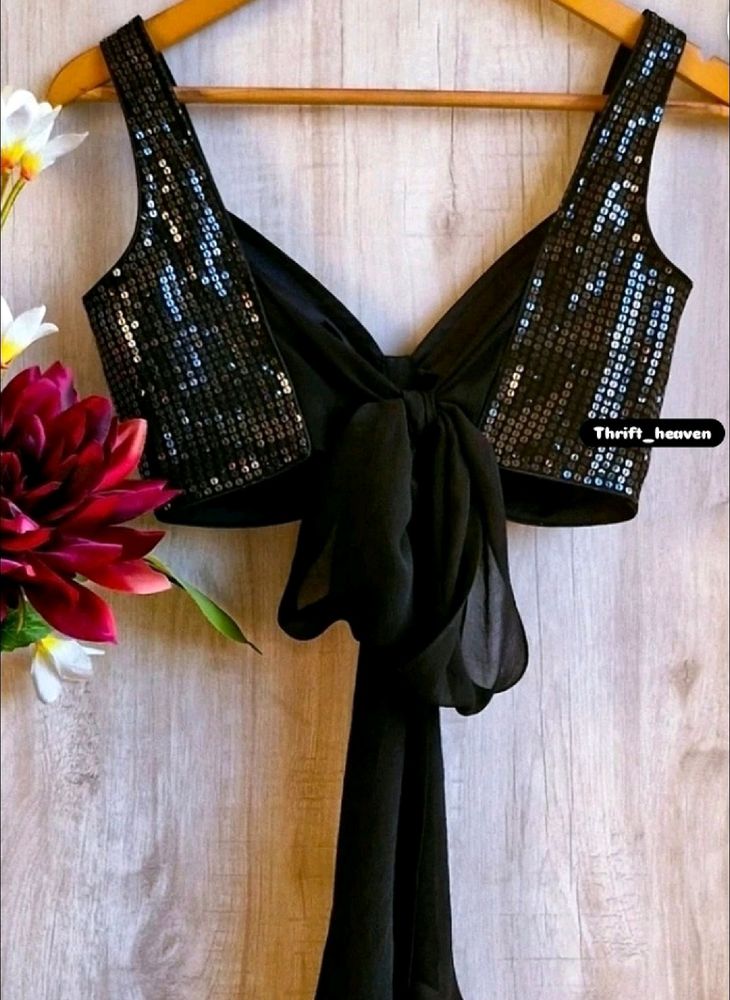 Sequence Knotted Black Made To Order Blouse