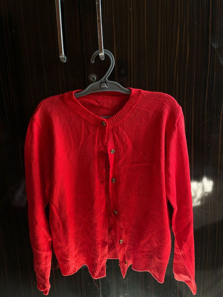 Red Cardigan Sweater🍎