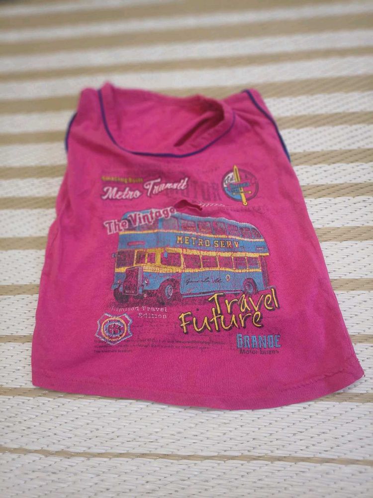👕 Pink Sleeveless Kids T-Shirt (1–2 Years)