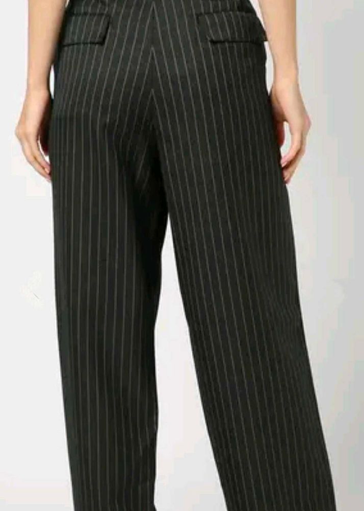 Pinstripe Wide-Leg Trousers