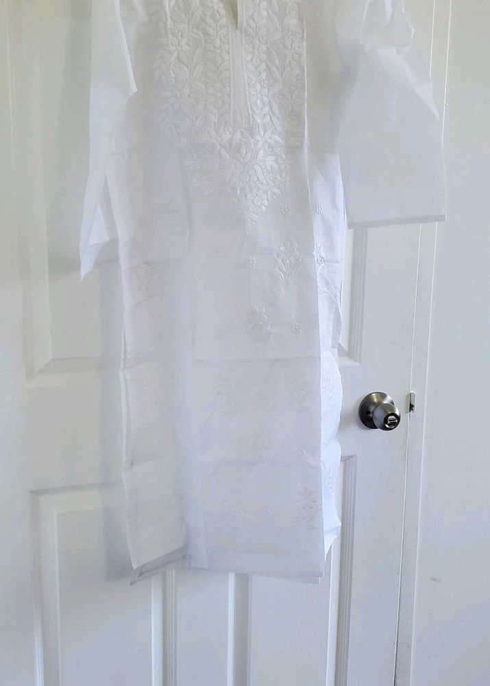 LAKHNAVI WORK LONG STRAIGHT KURTHI