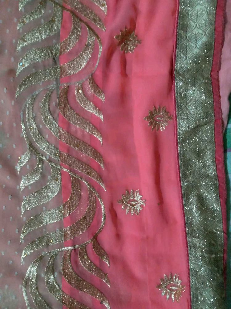 Elegant Beige and Peach Saree