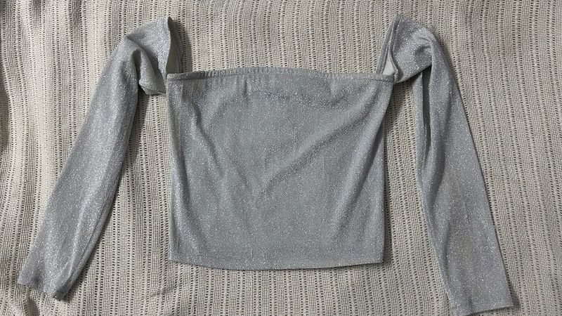 Silver Shimmer Long Sleeve Top