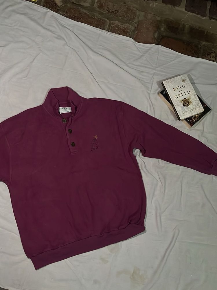 Burgundy Buttoned Pullover