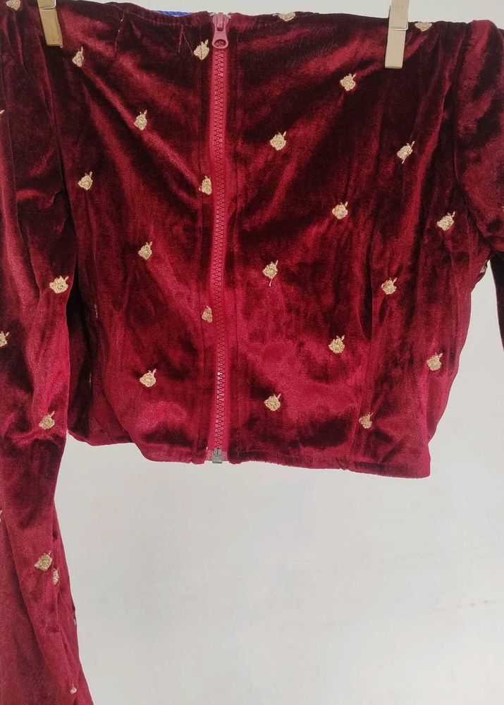 Velvet Embroidered Blouse