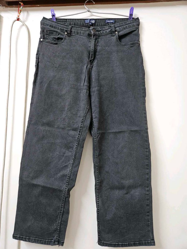 AND (Brand) Charcoal Colour Straight Jeans