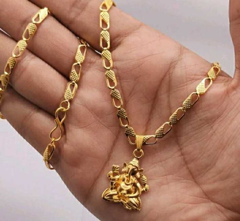 Gold Plated Chain With Ganesh Pandant