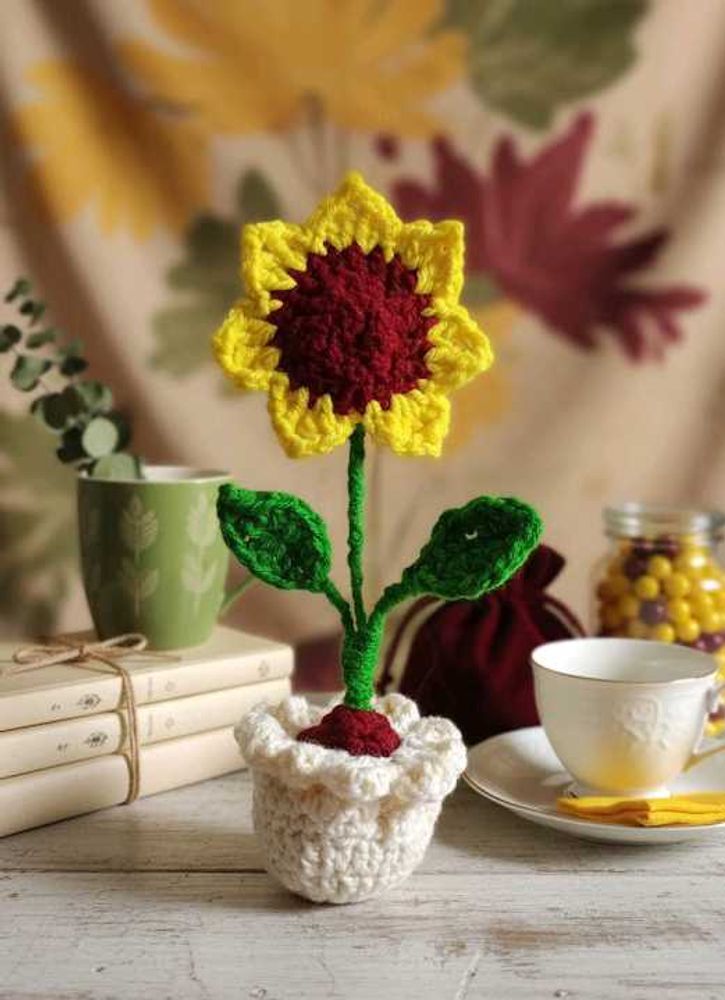 Crochet Sunflower With Pot