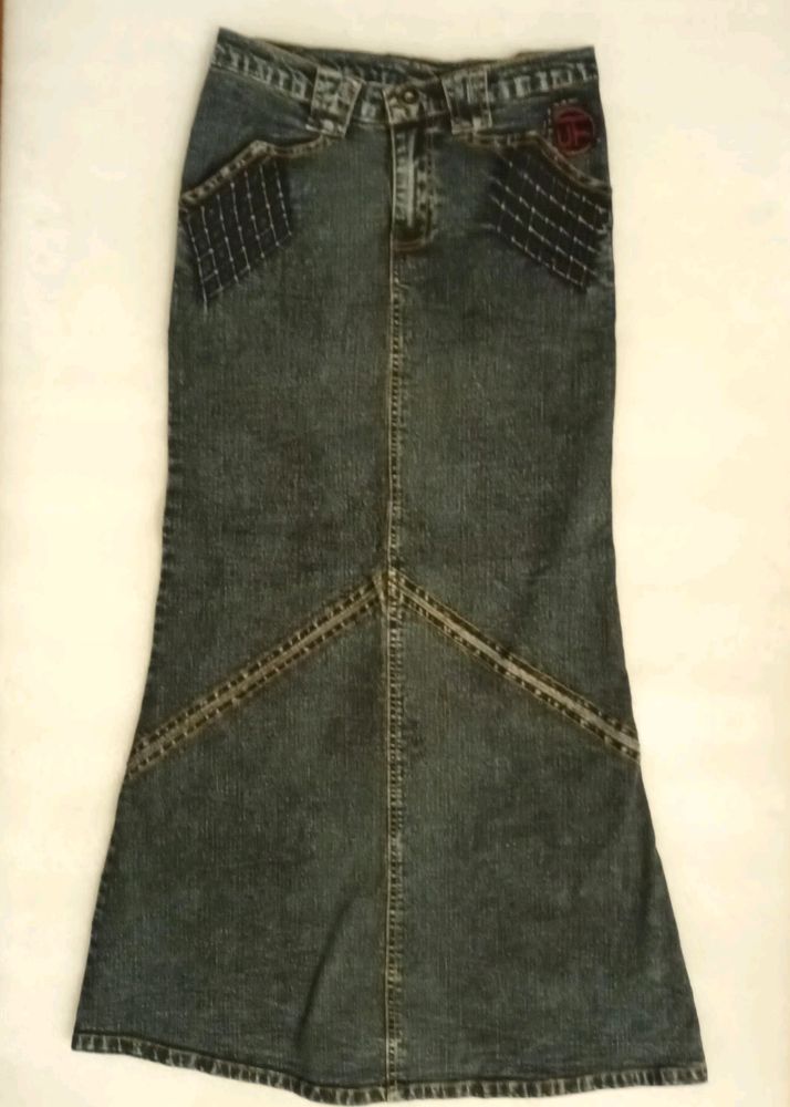 Denim long skirt