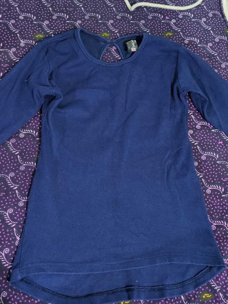 Navy Long Sleeve Casual Top