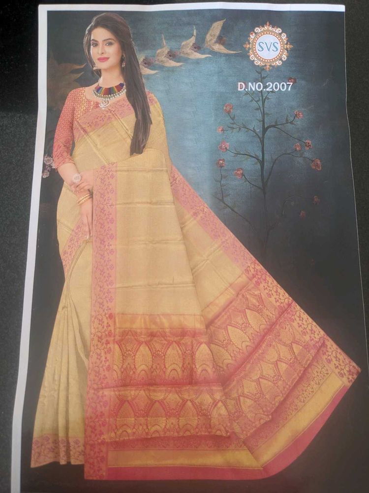 Celebrity Inspired Golden Pink Saree